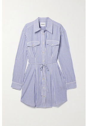 Marant Étoile - Liliane Belted Striped Cotton-poplin Mini Shirt Dress - Blue - FR34,FR36,FR38,FR40,FR42,FR44