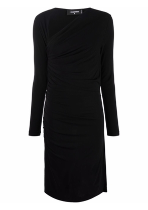 DSQUARED2 asymmetric-neck ruched dress - Black