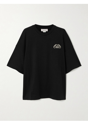 Alexander McQueen - Embellished Cotton-jersey T-shirt - Black - IT40,IT42,IT44,IT46