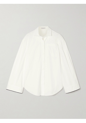 Brunello Cucinelli - Oversized Bead-embellished Cotton-blend Poplin Shirt - White - xx small,x small,small,medium,large,x large,xx large