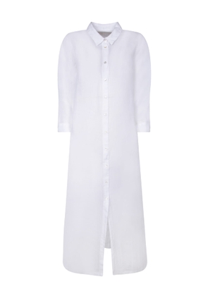 120% Lino White Linen Chemisier Dress