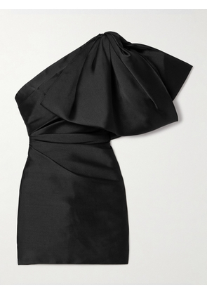 Solace London - Marcela One-shoulder Ruched Faille Mini Dress - Black - UK 4,UK 6,UK 8,UK 10,UK 12,UK 14,UK 16