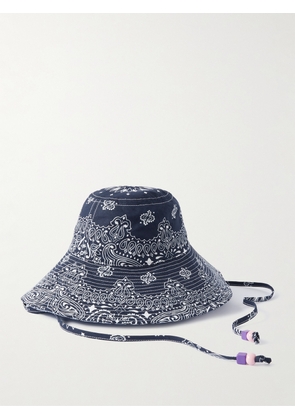 CALL IT BY YOUR NAME - Reversible Bead-embellished Paisley-print Cotton Bucket Hat - Blue - One size