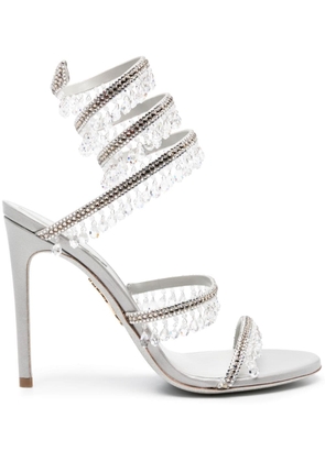 René Caovilla Chandelier 115mm crystal-fringed leather sandals - Neutrals