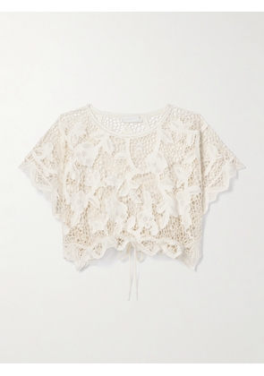 Zimmermann - Golden Cropped Guipure Lace Top - White - 00,0,1,2,3,4