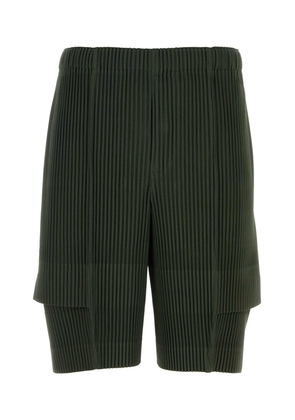 Homme Plissé Issey Miyake Dark Green Polyester Bermuda Shorts