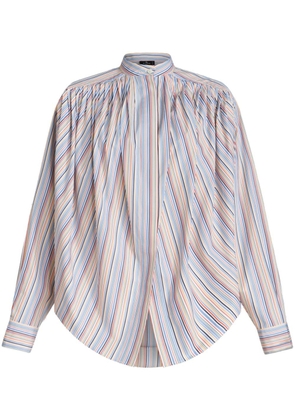 ETRO striped gathered cotton blouse - Blue