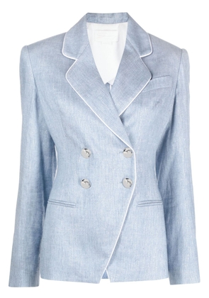 Genny pipe-trimmed double-breasted blazer - Blue