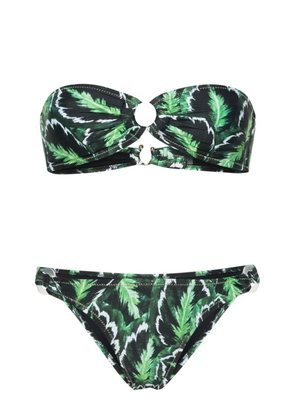 Reina Olga Band Camp leaf-print bikini set - Green