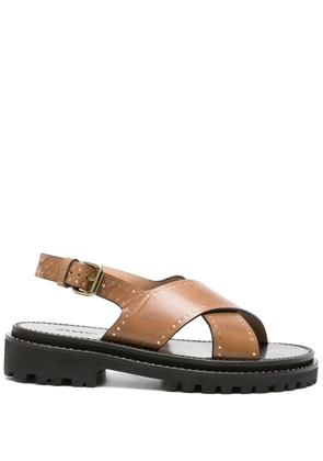 ISABEL MARANT Baem stud-detailed leather sandals - Brown