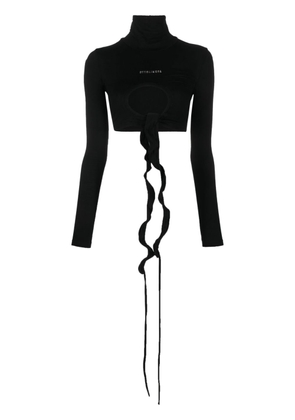 Ottolinger logo-lettering roll-neck cropped blouse - Black