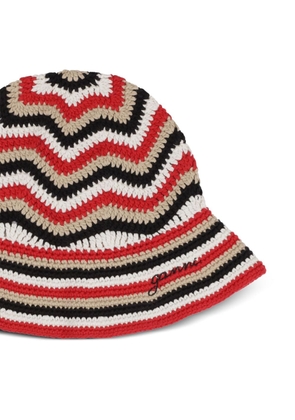 GANNI organic-cotton crochet bucket hat - Red