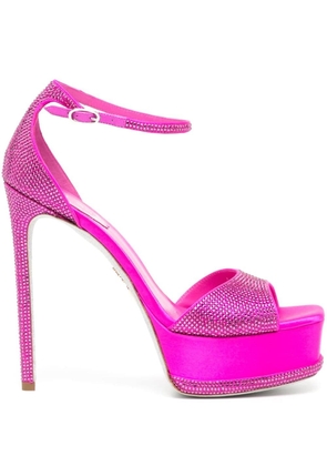 René Caovilla 130mm crystal-embellished platform sandals - Purple