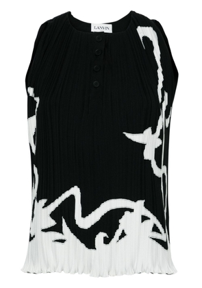Lanvin abstract-print pleated blouse - Black