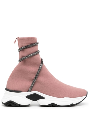 René Caovilla glitter-wrap sock-ankle sneakers - Pink