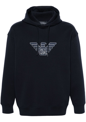 Emporio Armani logo-embroidered jersey hoodie - Blue