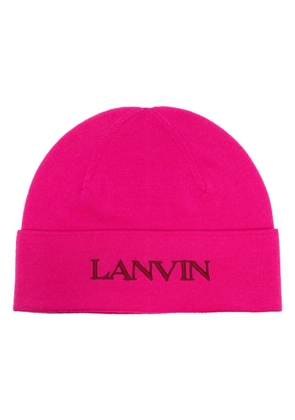 Lanvin logo-embroidered wool beanie - Pink