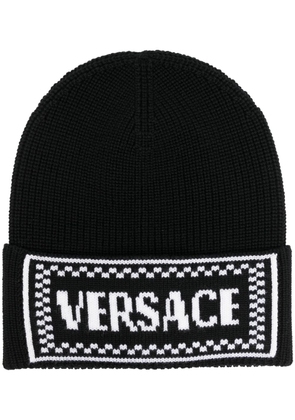 Versace intarsia-knit logo beanie - Black