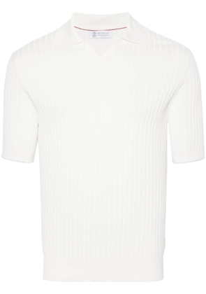 Brunello Cucinelli ribbed-knit polo shirt - Neutrals