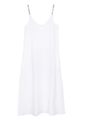 120% Lino rhinestone-embellished linen midi dress - White