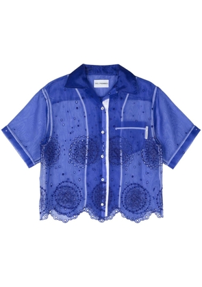 DES PHEMMES broderie-anglaise silk blouse - Blue