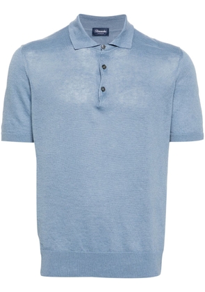 Drumohr fine-knit linen-blend polo shirt - Blue