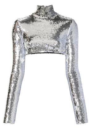 LaQuan Smith sequinned crop top - Silver