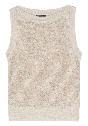 Peserico frayed knitted top - Neutrals