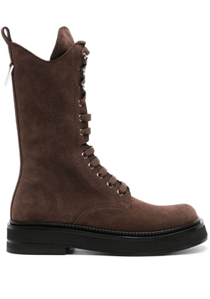 The Attico square-toe suede boots - Brown
