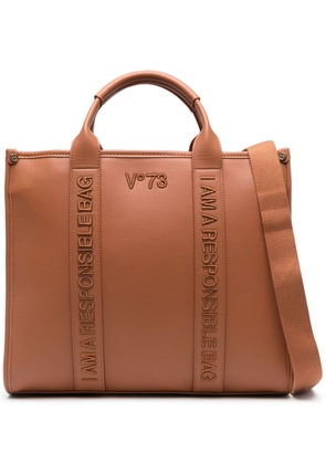 V°73 logo-embroidered tote bag - Brown