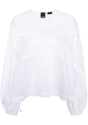 PINKO broderie-anglaise V-neck blouse - White