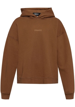 DSQUARED2 logo print cotton hoodie - Brown