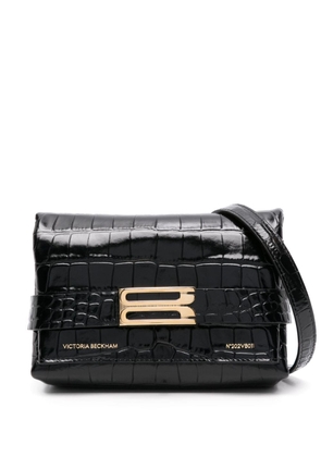 Victoria Beckham Frame embossed-crocodile crossbody bag - Black