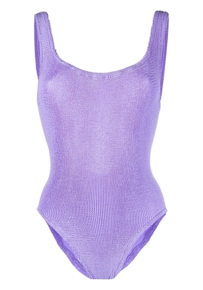 Hunza G square-neck ribbed swimsuit - Purple