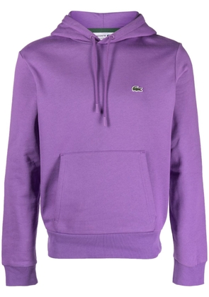 Lacoste logo-embroidered cotton-blend hoodie - Purple