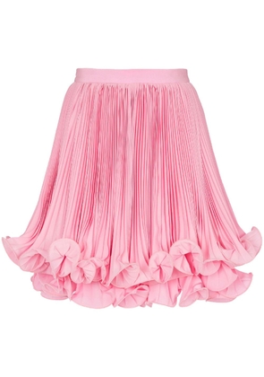 Balmain pleated ruffle-hem skirt - Pink