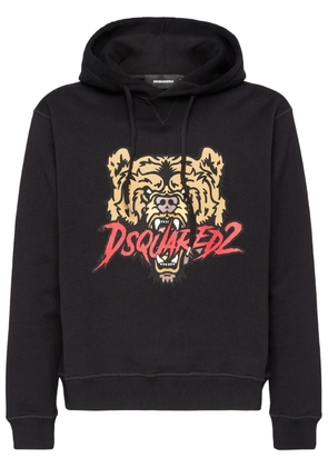 DSQUARED2 logo-print cotton hoodie - Black