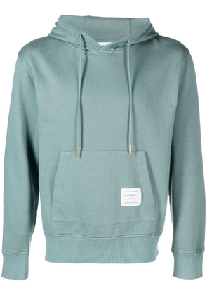Thom Browne logo-patch drawstring hoodie - Blue