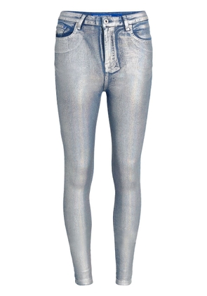 Karl Lagerfeld Jeans logo-patch metallic skinny jeans - Blue