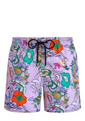 Vilebrequin floral-print drawstring swim shorts - Purple