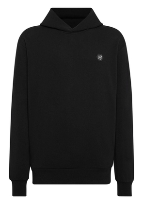 Philipp Plein logo-appliqué cotton hoodie - Black