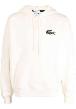 Lacoste logo-patch stretch-cotton hoodie - White