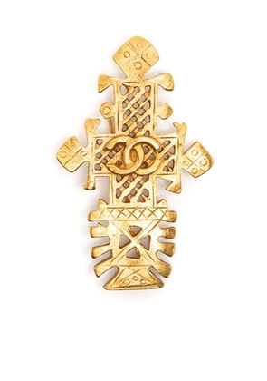 CHANEL Pre-Owned 1994 CC cross brooch - Gold