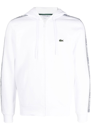 Lacoste zipped-up drawstring hoodie - White