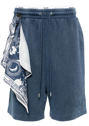 Musium Div. scarf-detail cotton track shorts - Blue