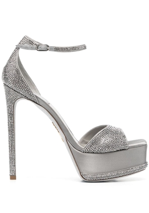 René Caovilla crystal-embellished leather sandals - Grey