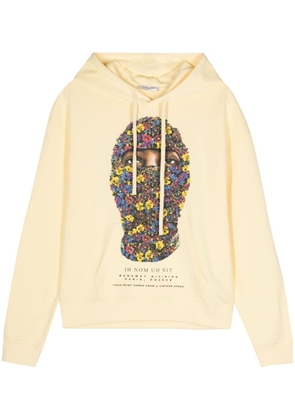 Ih Nom Uh Nit Floral Mask cotton hoodie - Yellow