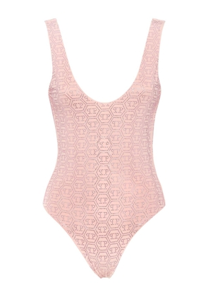 Philipp Plein embellished monogram swimsuit - Pink