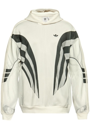 adidas logo-embroidered zip-up hoodie - White