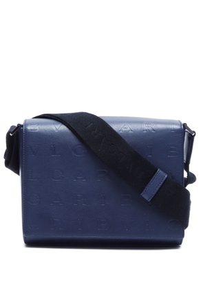 Bvlgari Pre-Owned logo-debossed leather crossbody bag - Blue